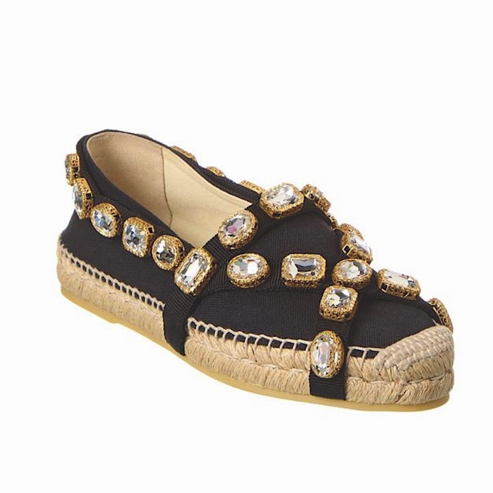 Gucci Peoria Crystal Embellished Espadrilles. Size 38.5.